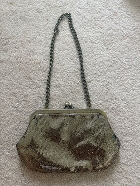 Vintage Express Metal Mesh Clutch Purse Gold Bronze Evening Bag Y2K Glam
